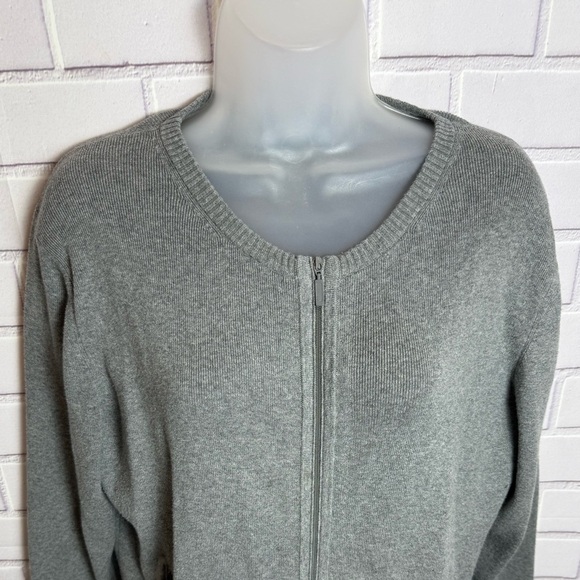 EDDIE BAUER women Classic Gray Zip-Up Sweater/size LP - Picture 6 of 10